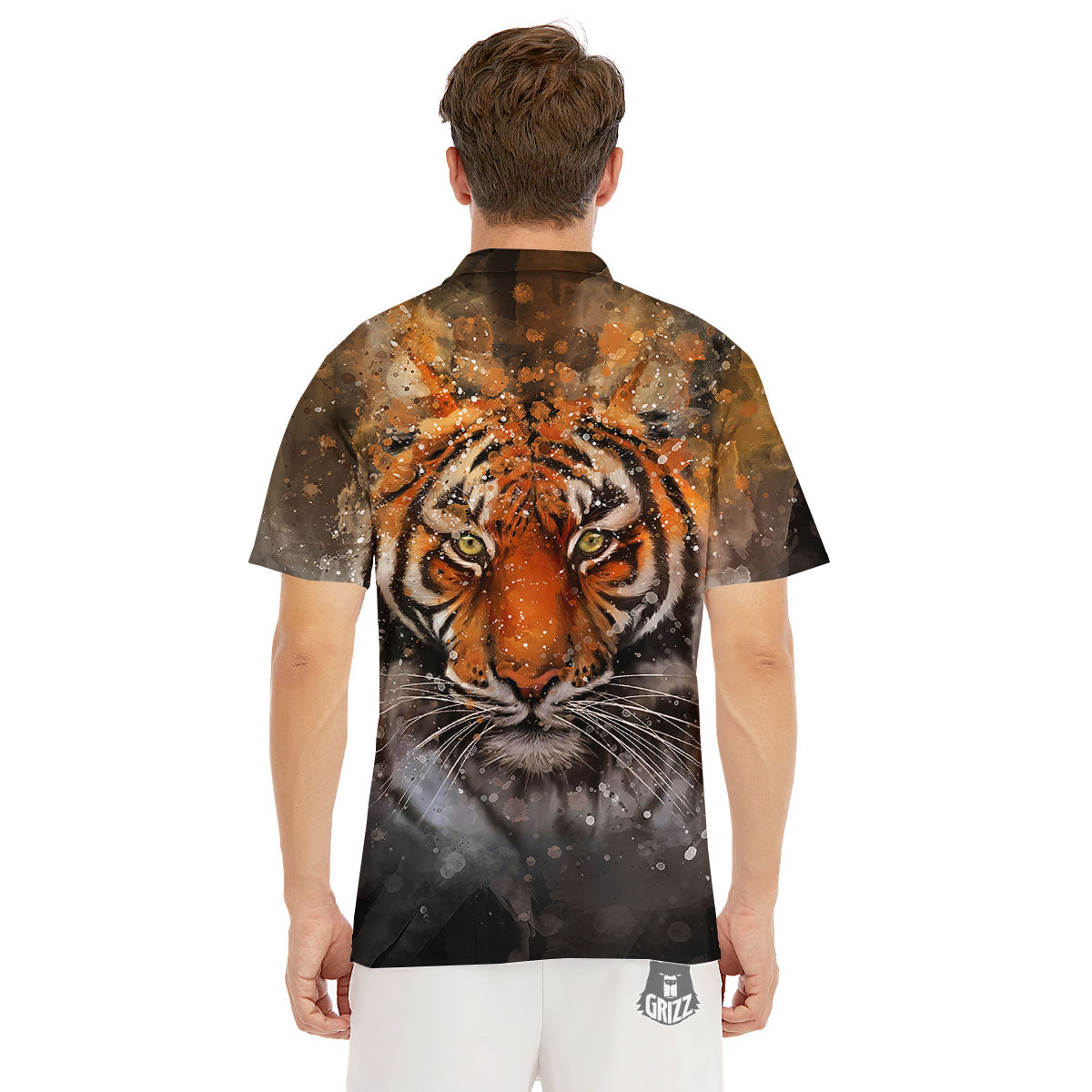 Bengal Tiger Watercolor Print Men's Golf Shirts-grizzshop