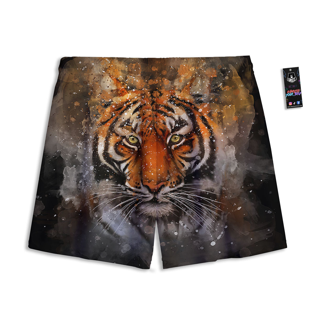 Bengal Tiger Watercolor Print Mesh Shorts