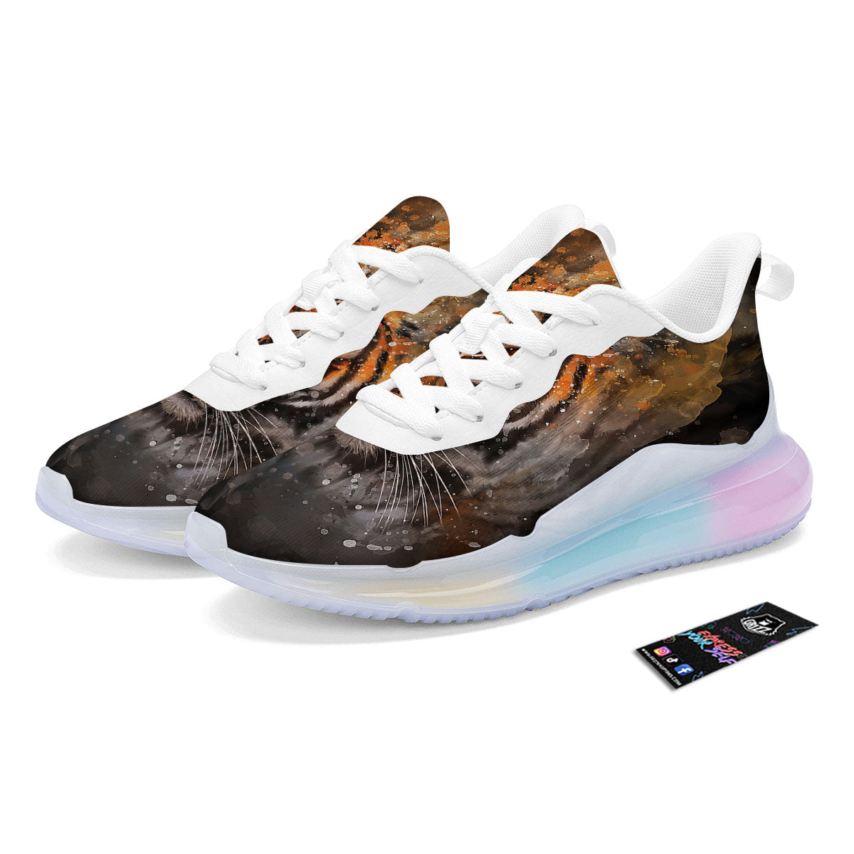 Bengal Tiger Watercolor Print Running Sneakers-grizzshop