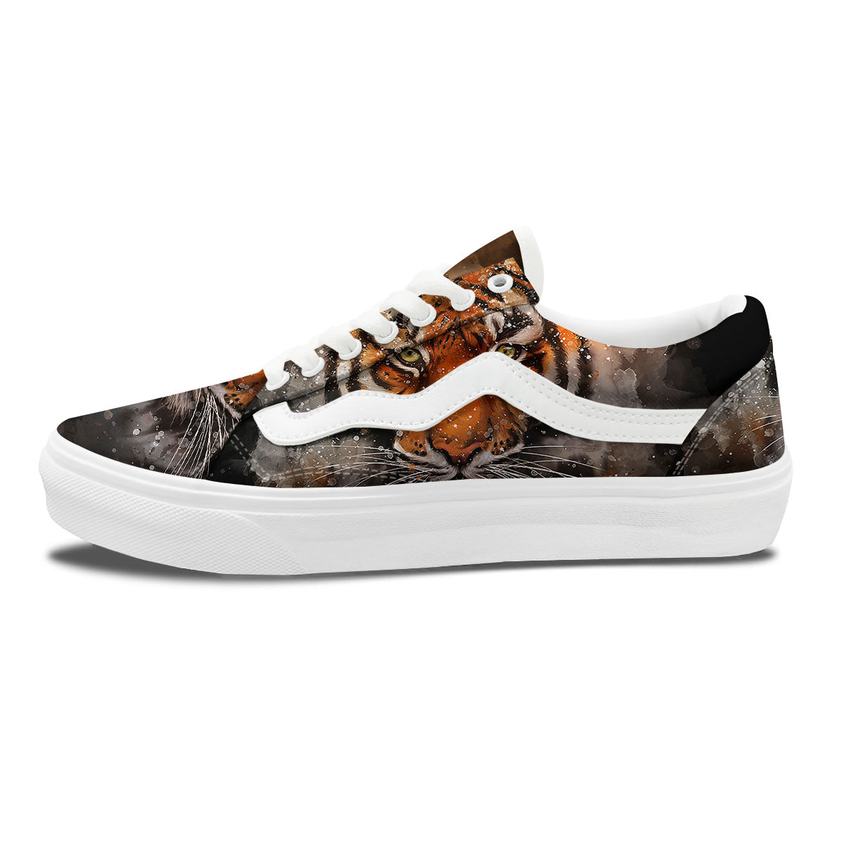 Bengal Tiger Watercolor Print Skate Shoes-grizzshop