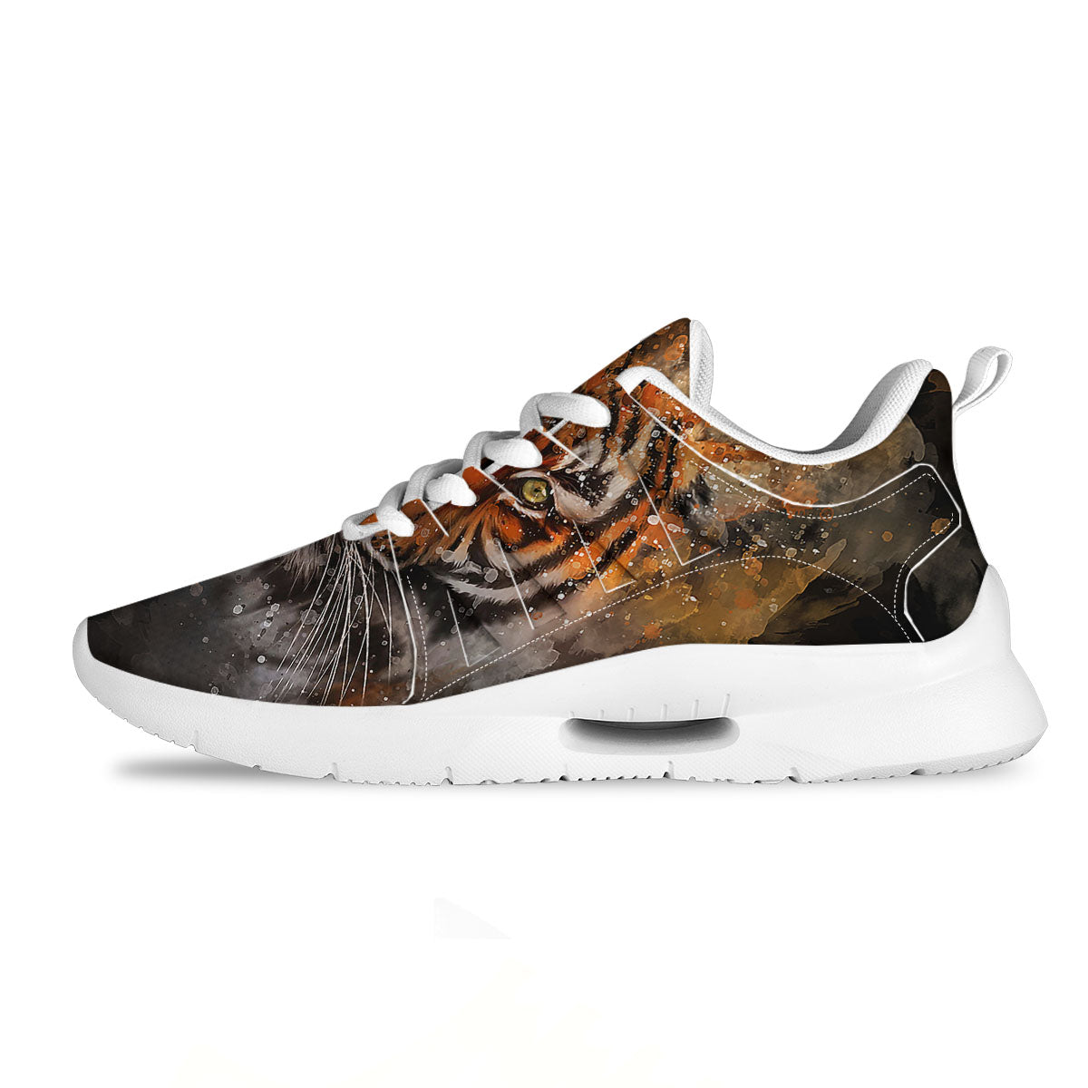 Bengal Tiger Watercolor Print Tennis Shoes-grizzshop