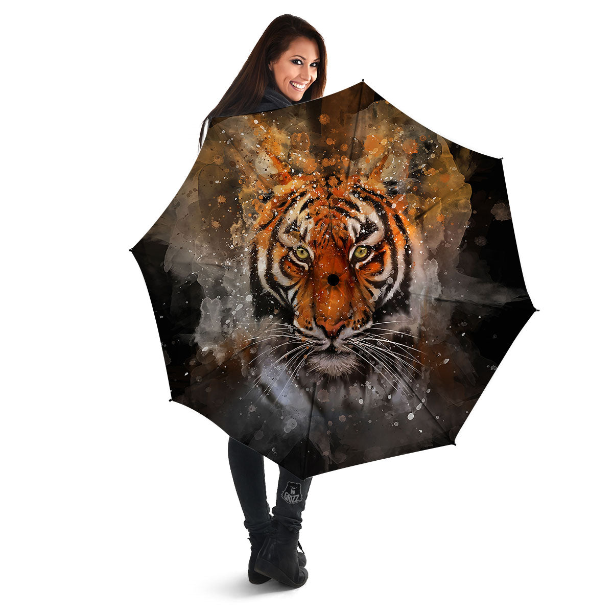 Bengal Tiger Watercolor Print Umbrella-grizzshop