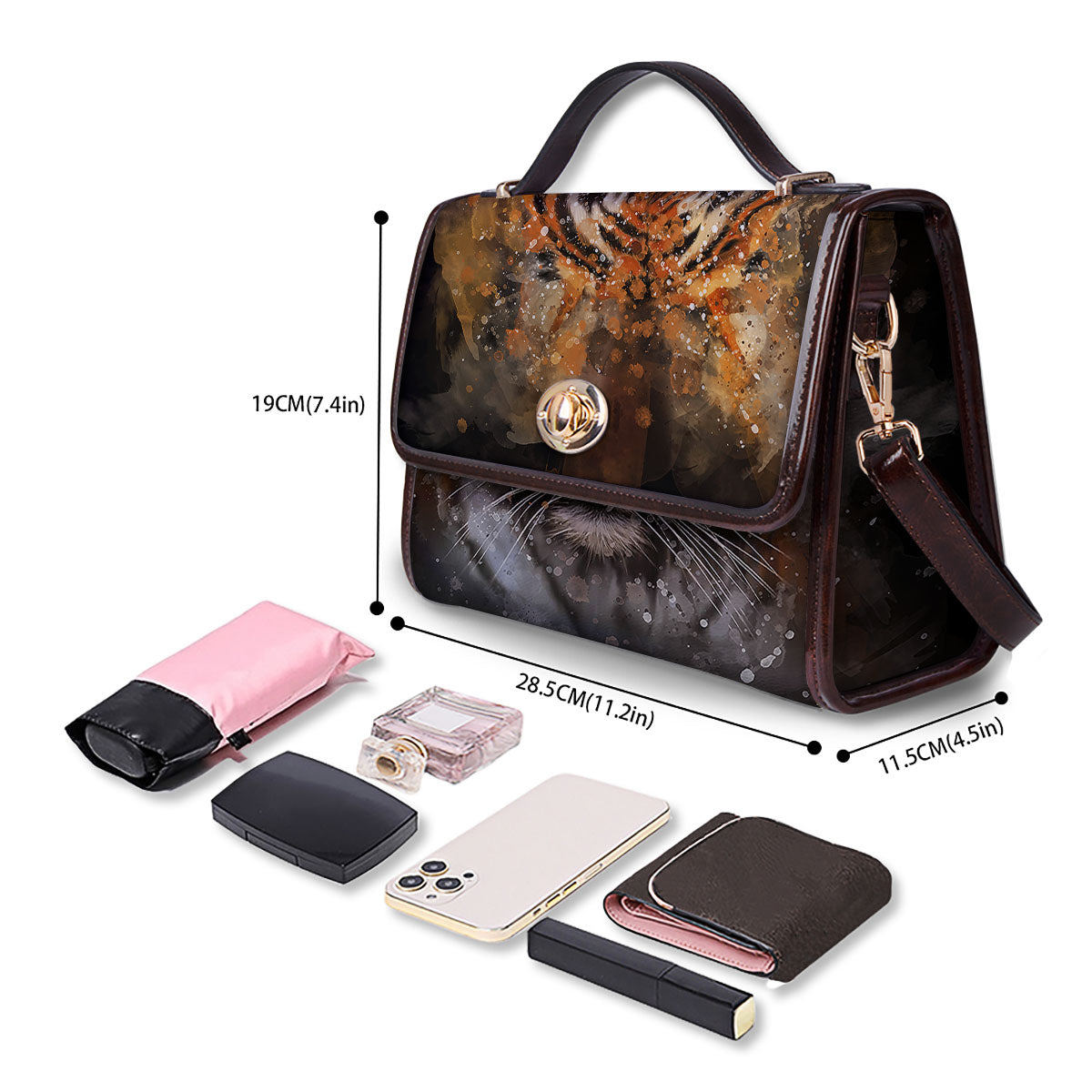 Bengal Tiger Watercolor Print Women's Satchel Bag