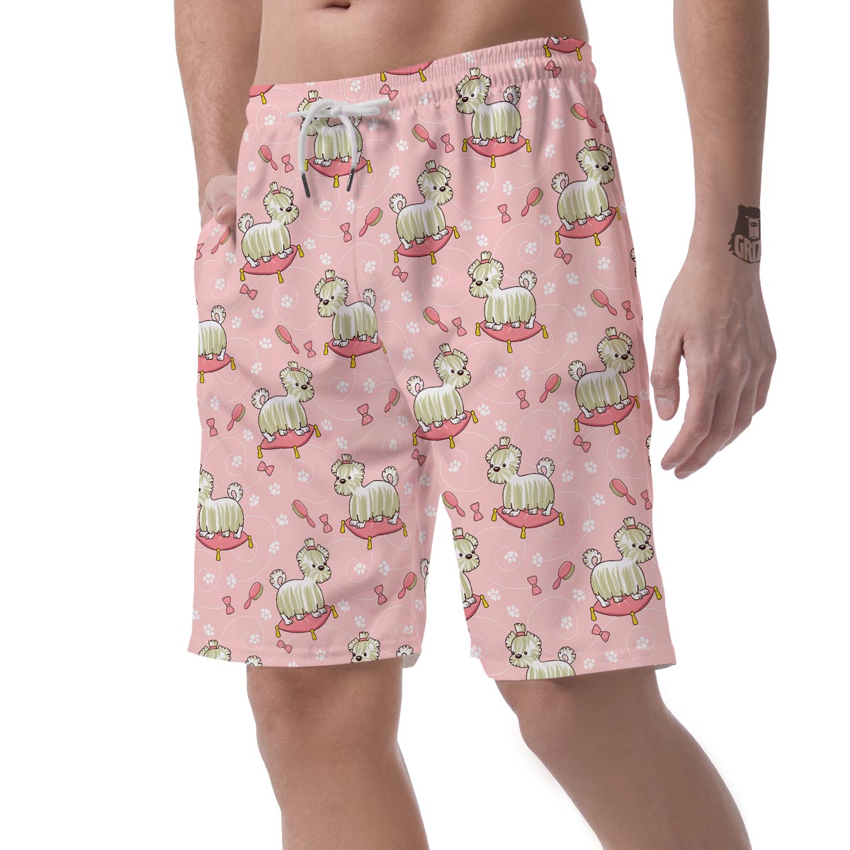 Bichon Frise Dog Pattern Print Men's Shorts-grizzshop