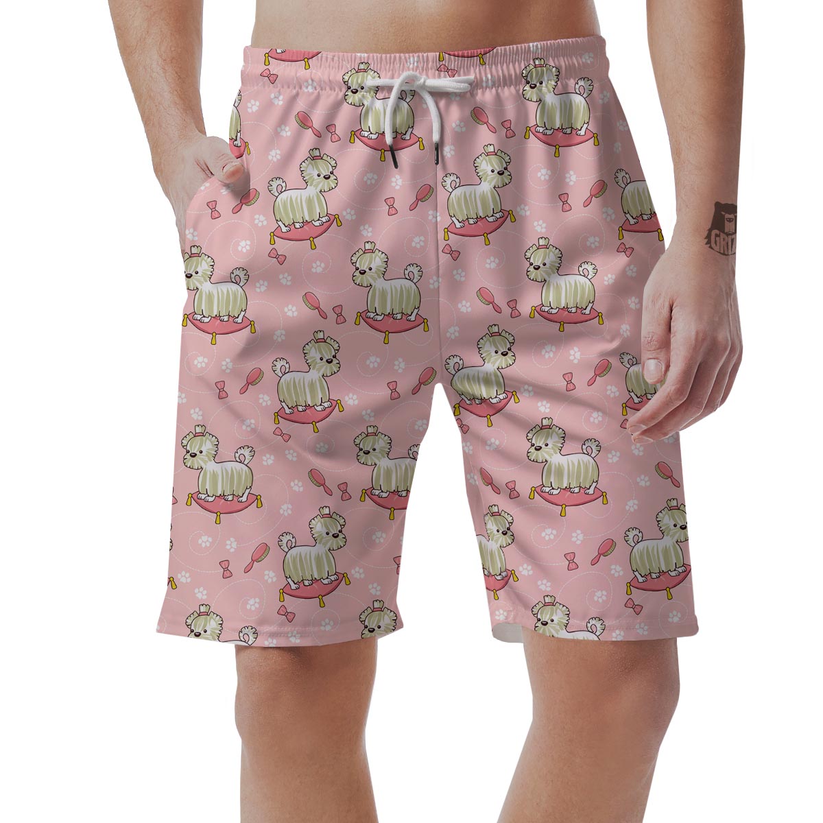 Bichon Frise Dog Pattern Print Men's Shorts-grizzshop