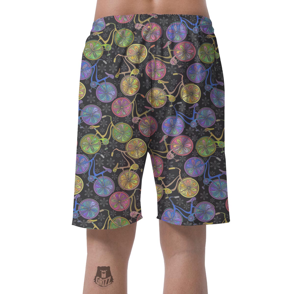 Bicycle Floral Pattern Print Men's Shorts-grizzshop