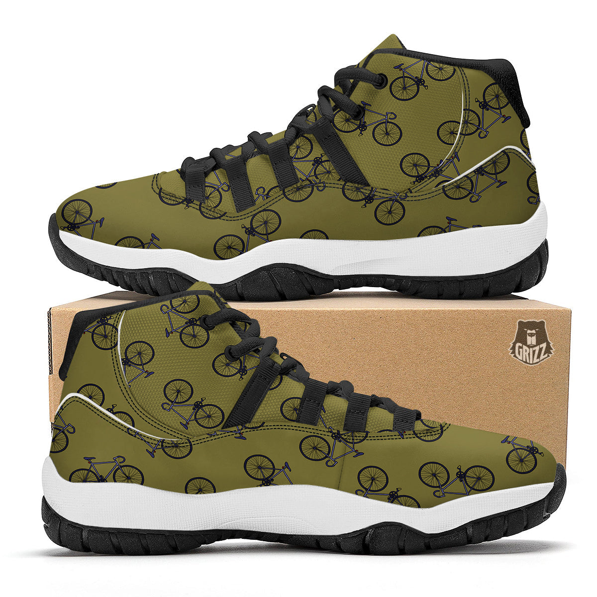 Bicycle Print Pattern Black Bball Shoes-grizzshop