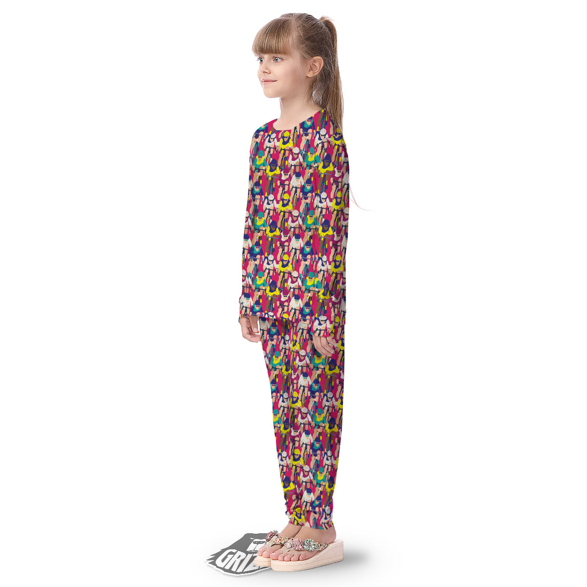 Bicycle Race Colorful Print Pattern Kid's Pajamas-grizzshop