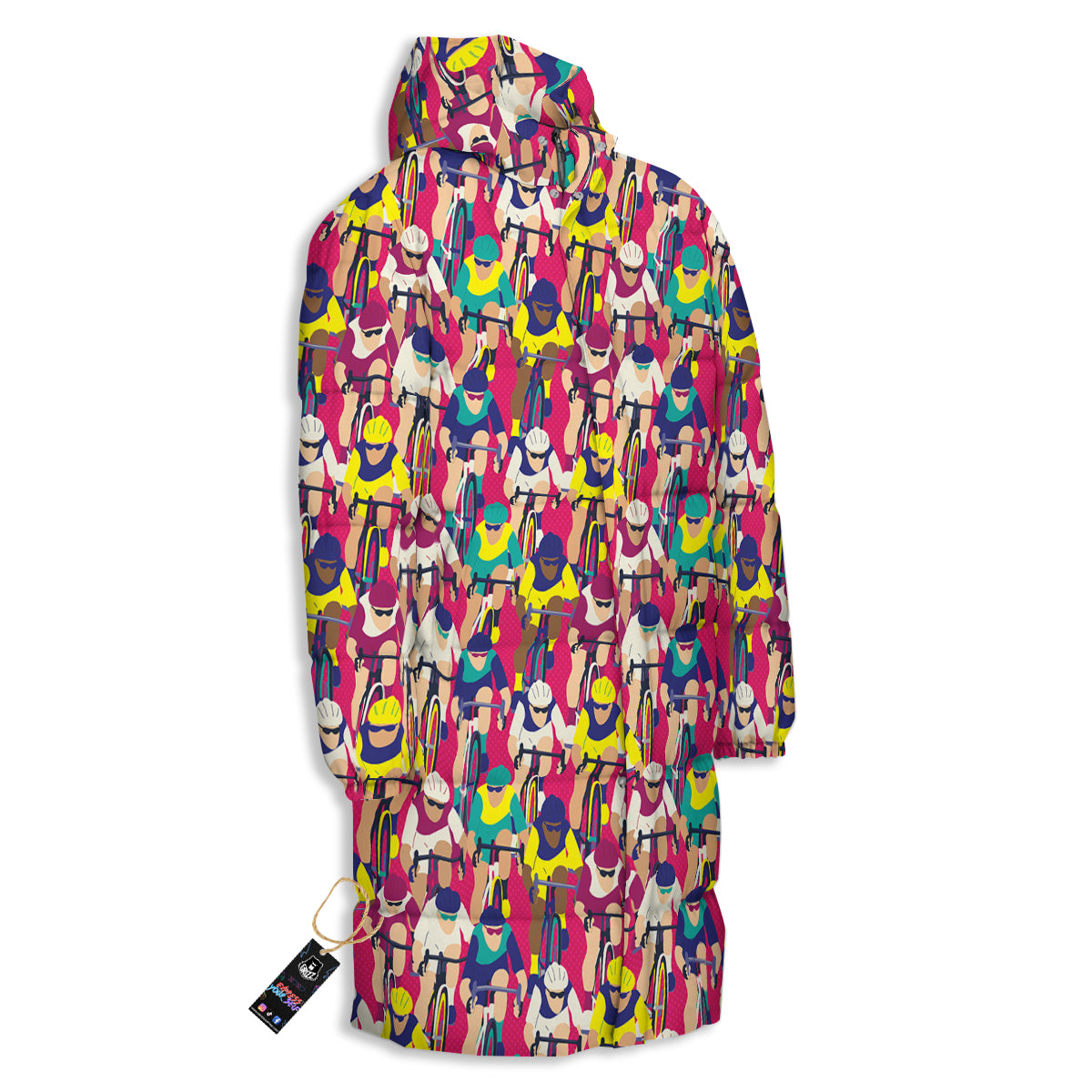 Bicycle Race Colorful Print Pattern Long Down Jacket-grizzshop