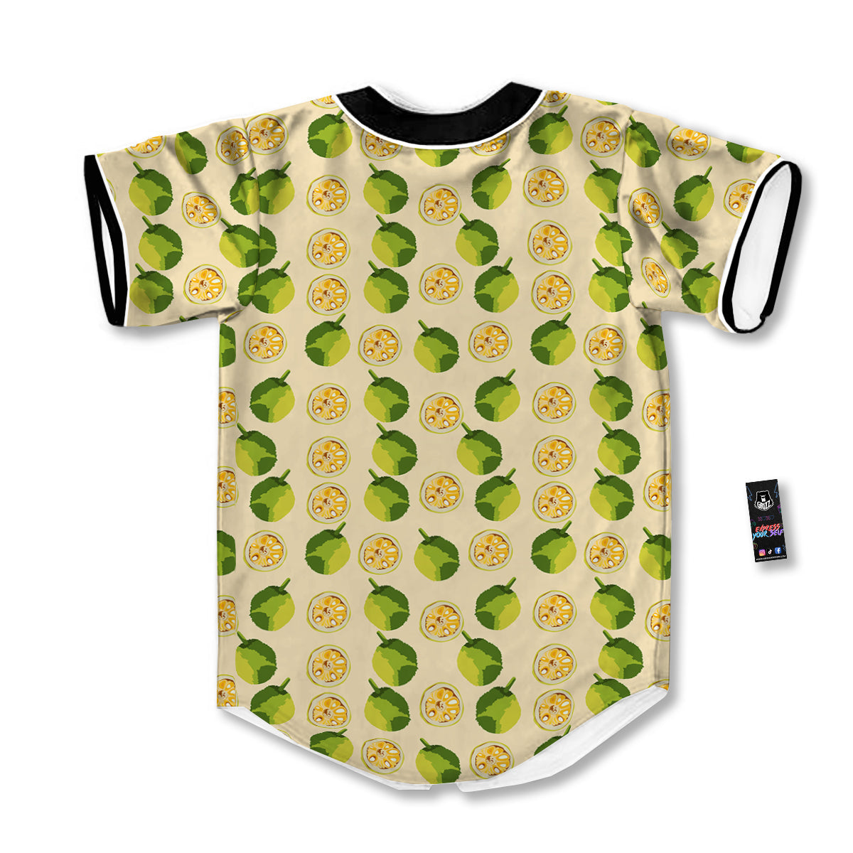 Biege Jackfruit Print Pattern Baseball Jersey-grizzshop