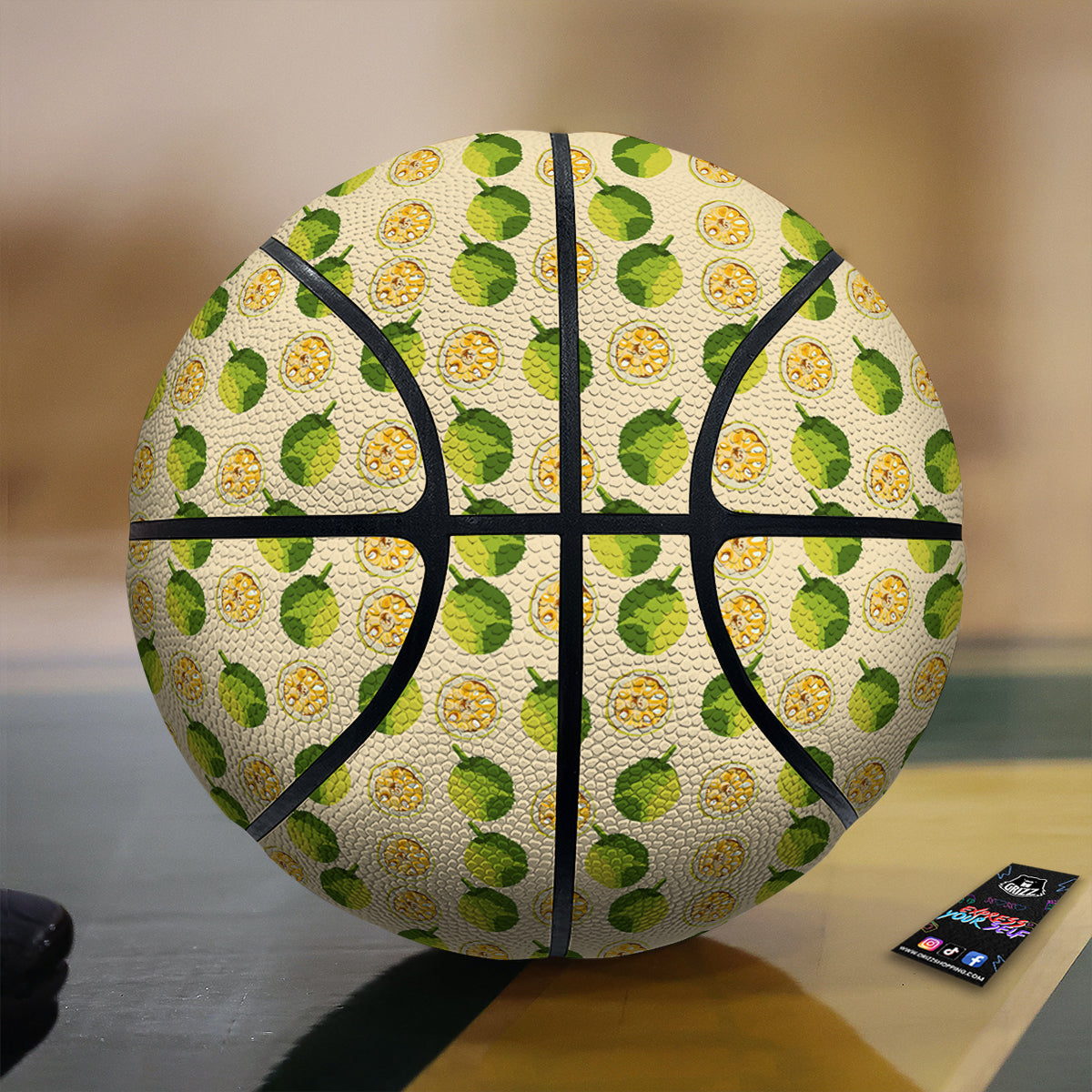 Biege Jackfruit Print Pattern Basketball-grizzshop