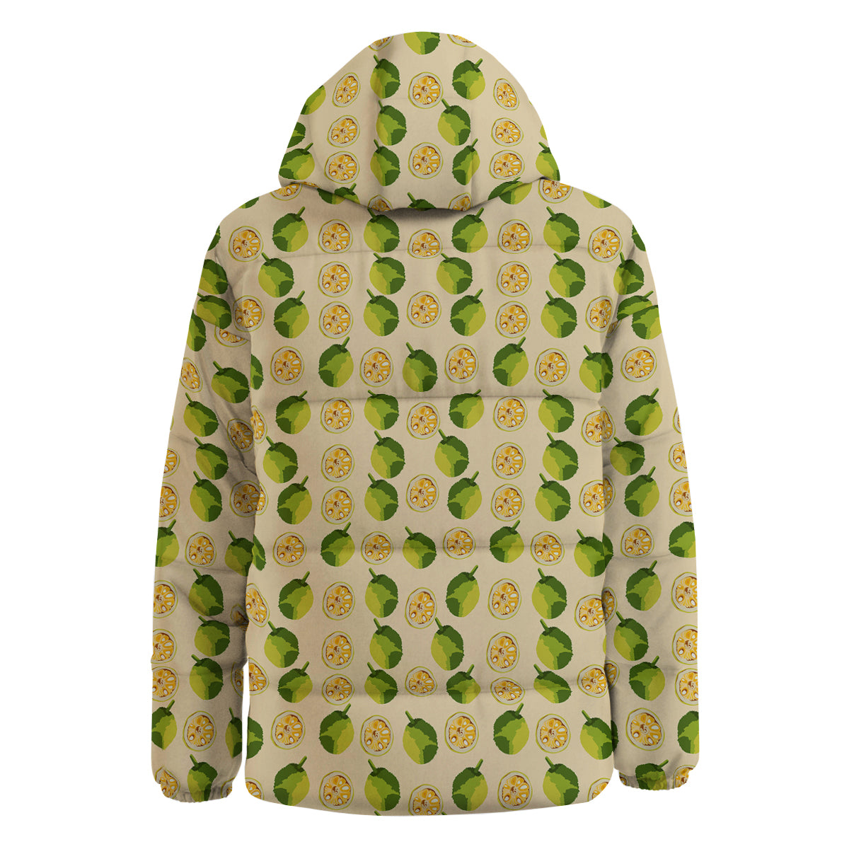 Biege Jackfruit Print Pattern Down Jacket-grizzshop