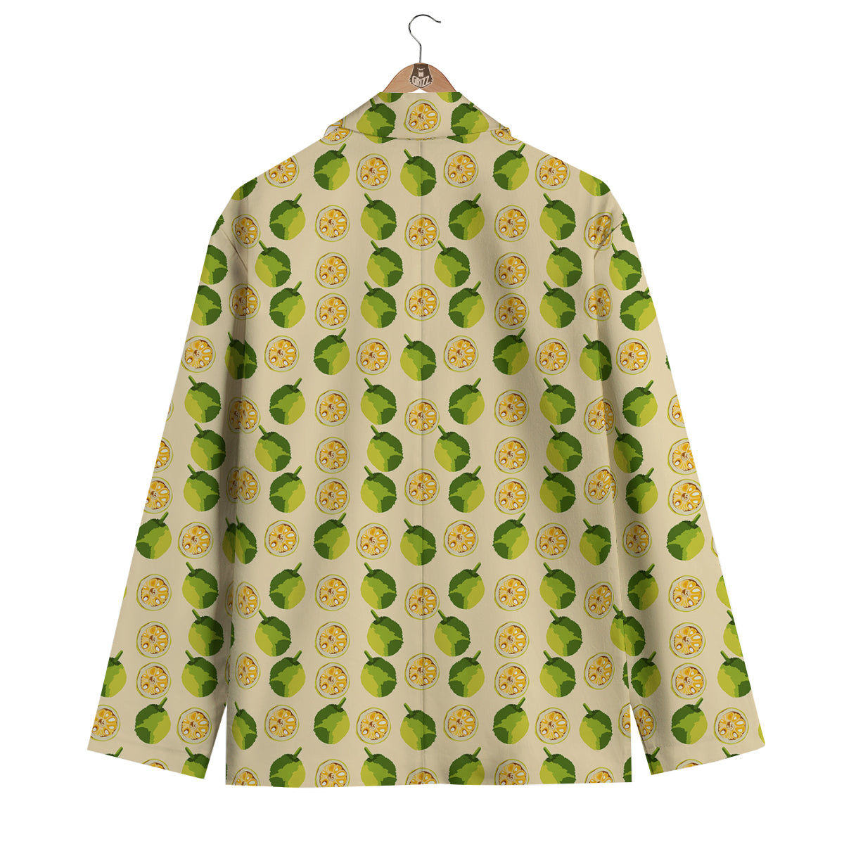 Biege Jackfruit Print Pattern Men's Blazer-grizzshop