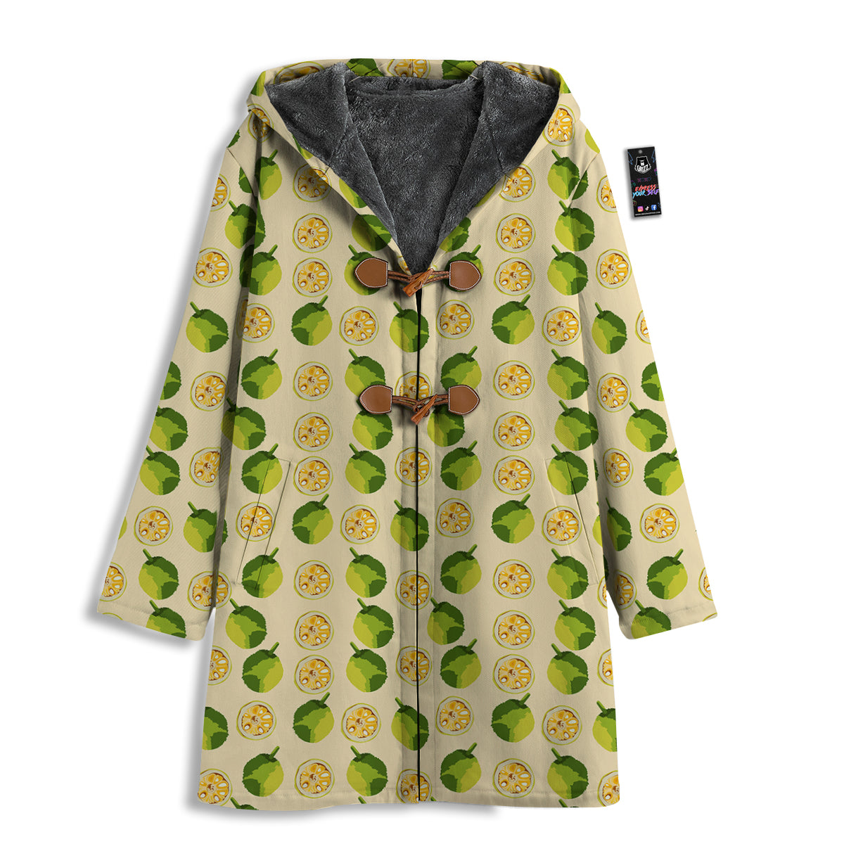 Biege Jackfruit Print Pattern Men's Windbreaker Jacket-grizzshop