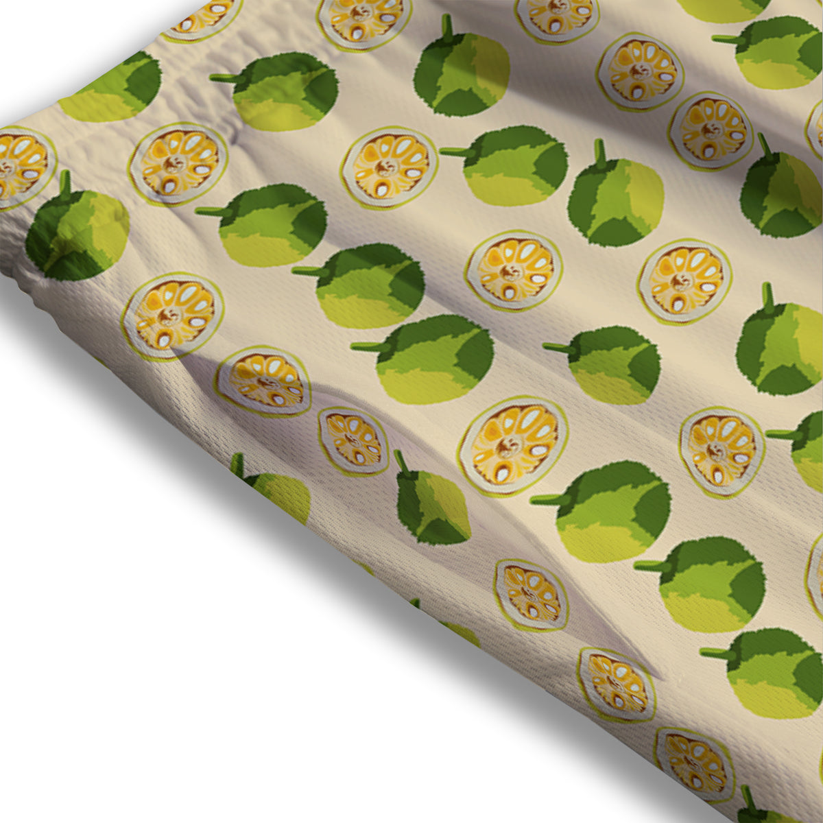 Biege Jackfruit Print Pattern Mesh Shorts-grizzshop