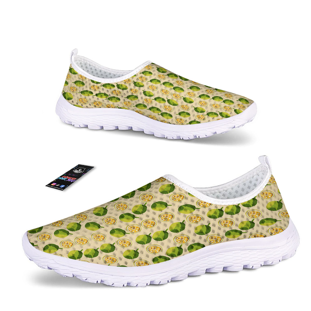 Biege Jackfruit Print Pattern Nurse Shoes-grizzshop