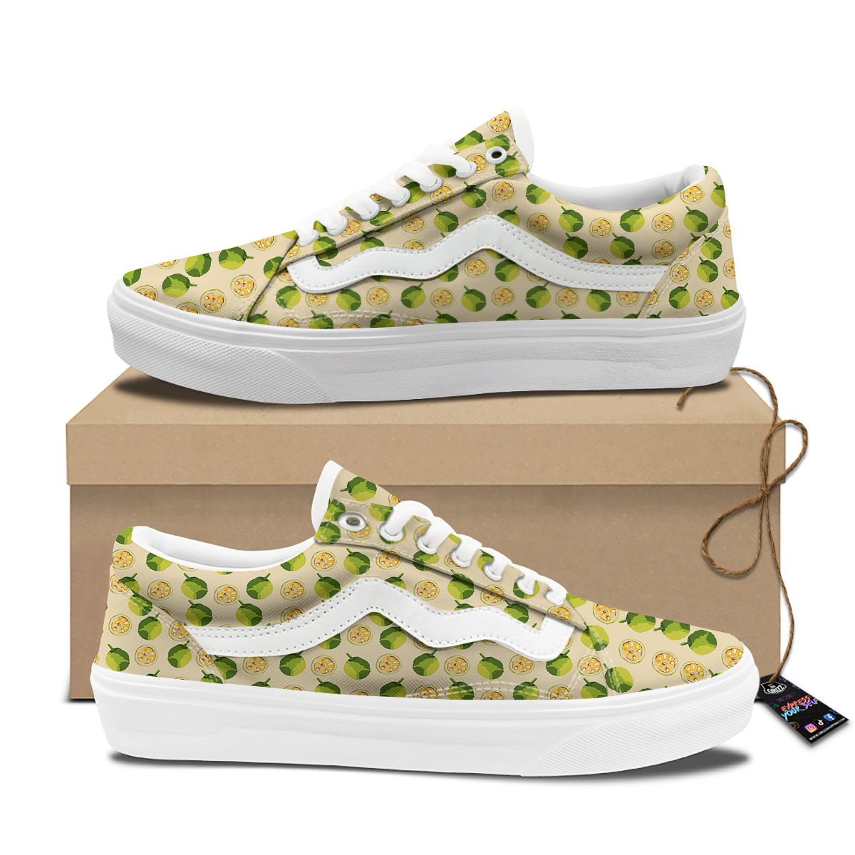 Biege Jackfruit Print Pattern Skate Shoes-grizzshop