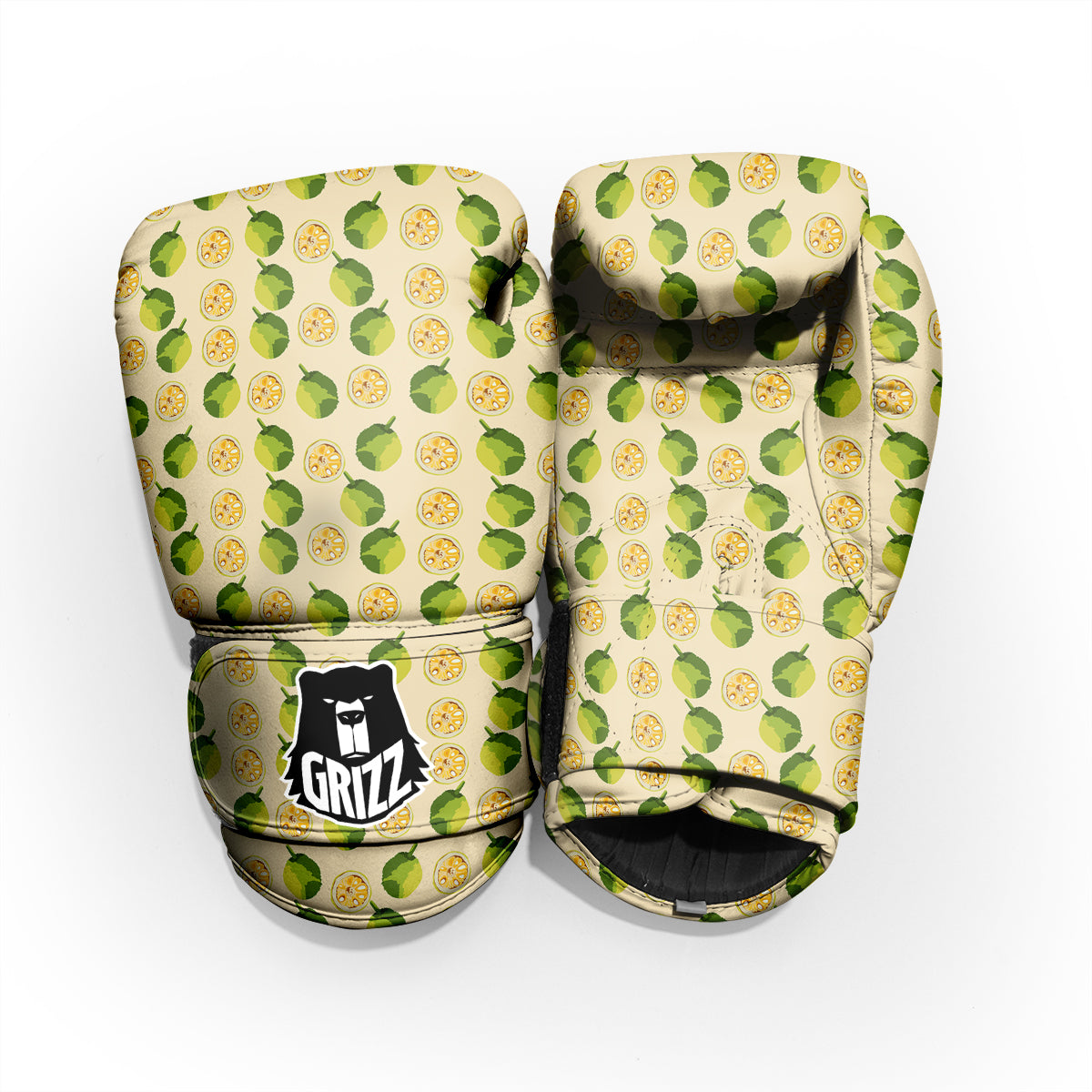 Biege Jackfruit Print Pattern Sparring Gloves-grizzshop