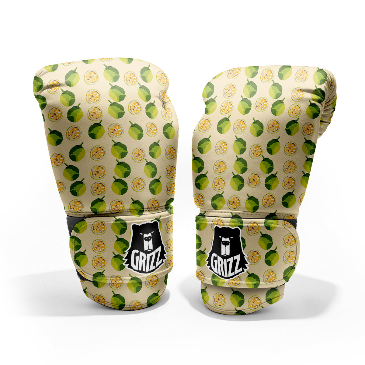 Biege Jackfruit Print Pattern Sparring Gloves-grizzshop