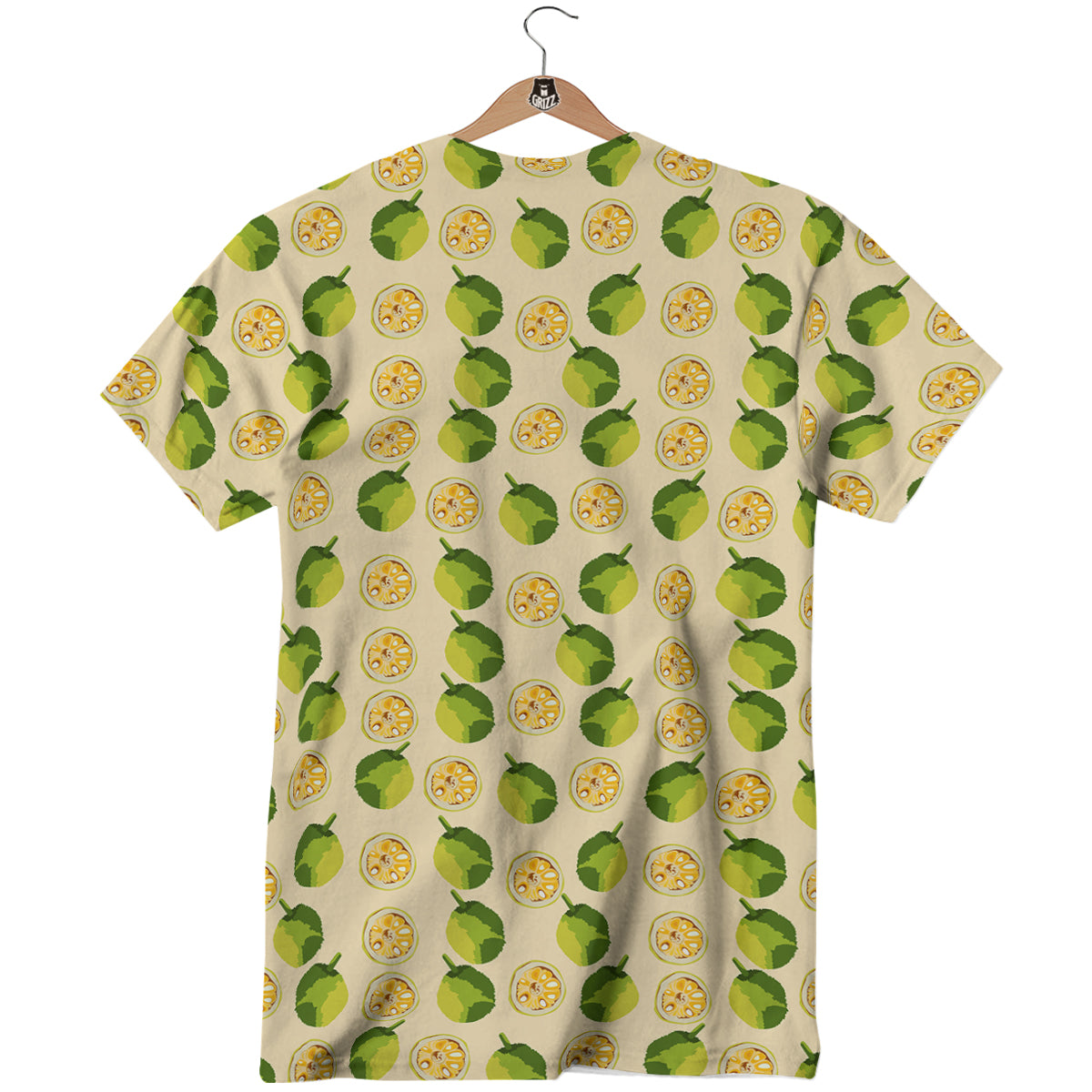 Biege Jackfruit Print Pattern T-Shirt-grizzshop