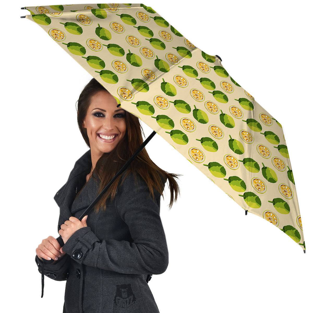Biege Jackfruit Print Pattern Umbrella-grizzshop