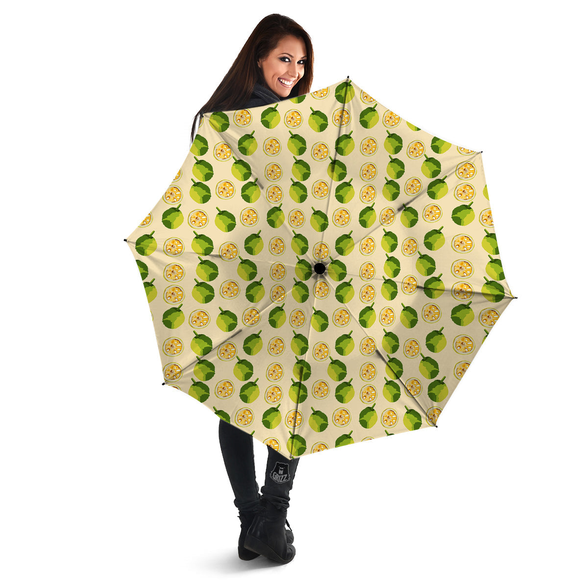 Biege Jackfruit Print Pattern Umbrella-grizzshop