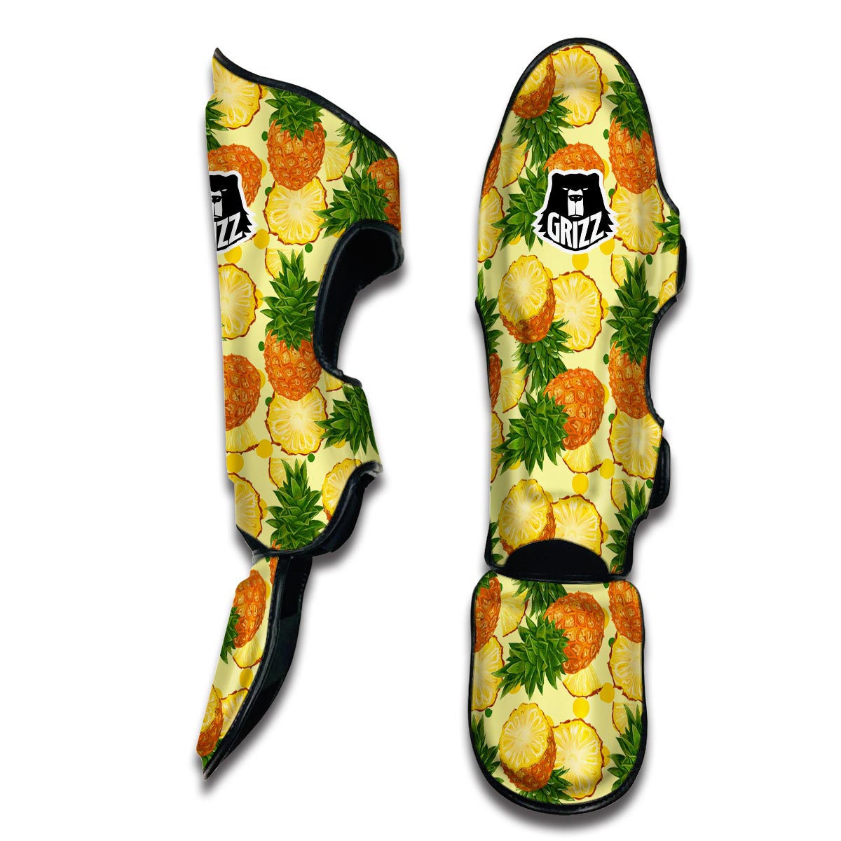 Big Cutting Pineapple Print Muay Thai Shin Guards-grizzshop