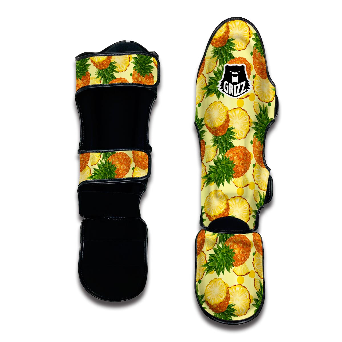 Big Cutting Pineapple Print Muay Thai Shin Guards-grizzshop