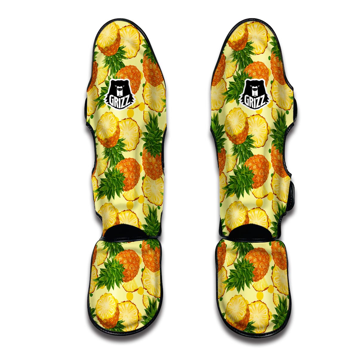 Big Cutting Pineapple Print Muay Thai Shin Guards-grizzshop