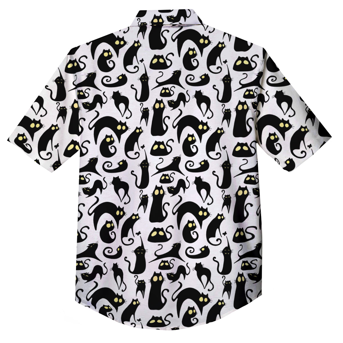 Big Eye Black Cat Halloween Print Pattern Button Up Shirt-grizzshop