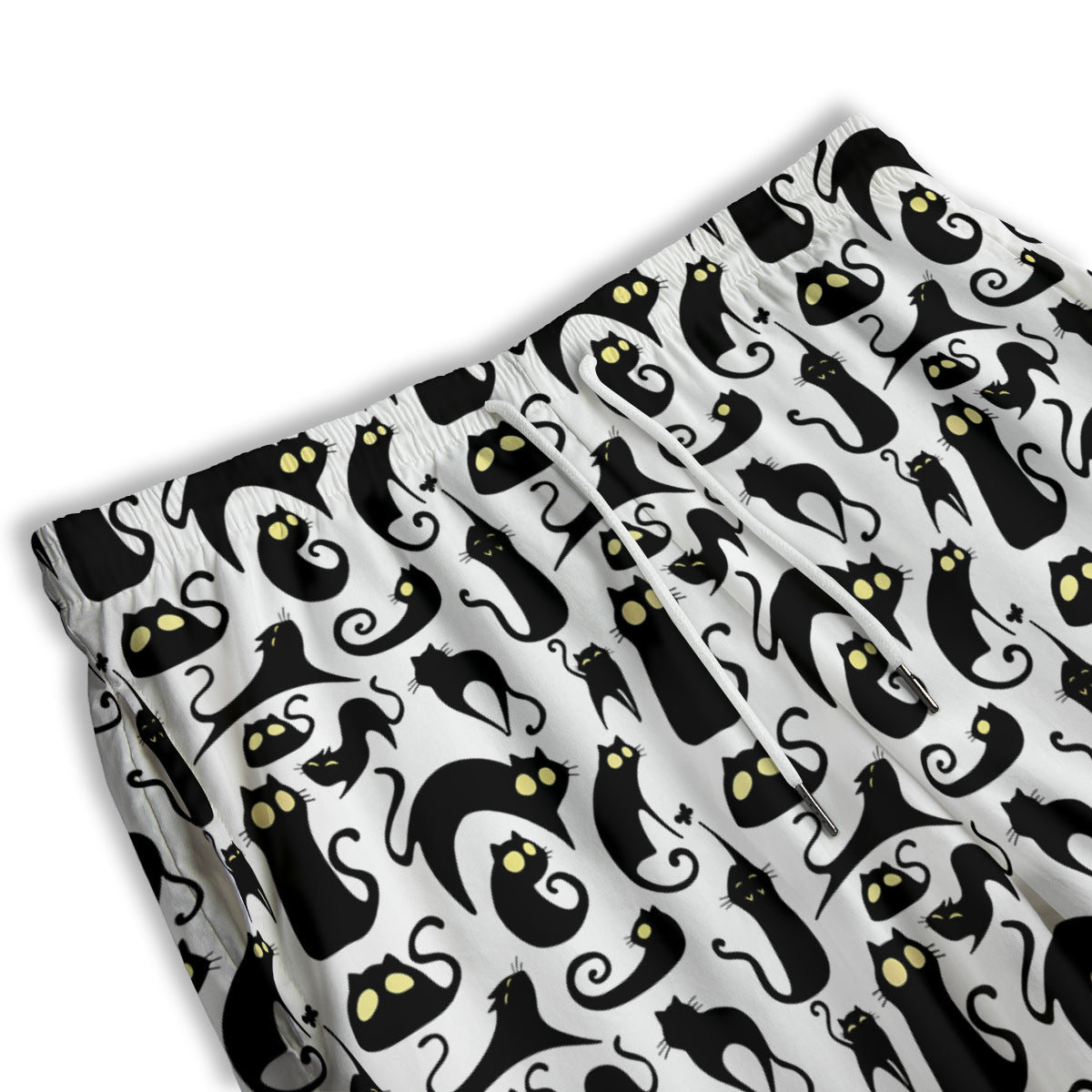 Big Eye Black Cat Halloween Print Pattern Men's Athletic Shorts