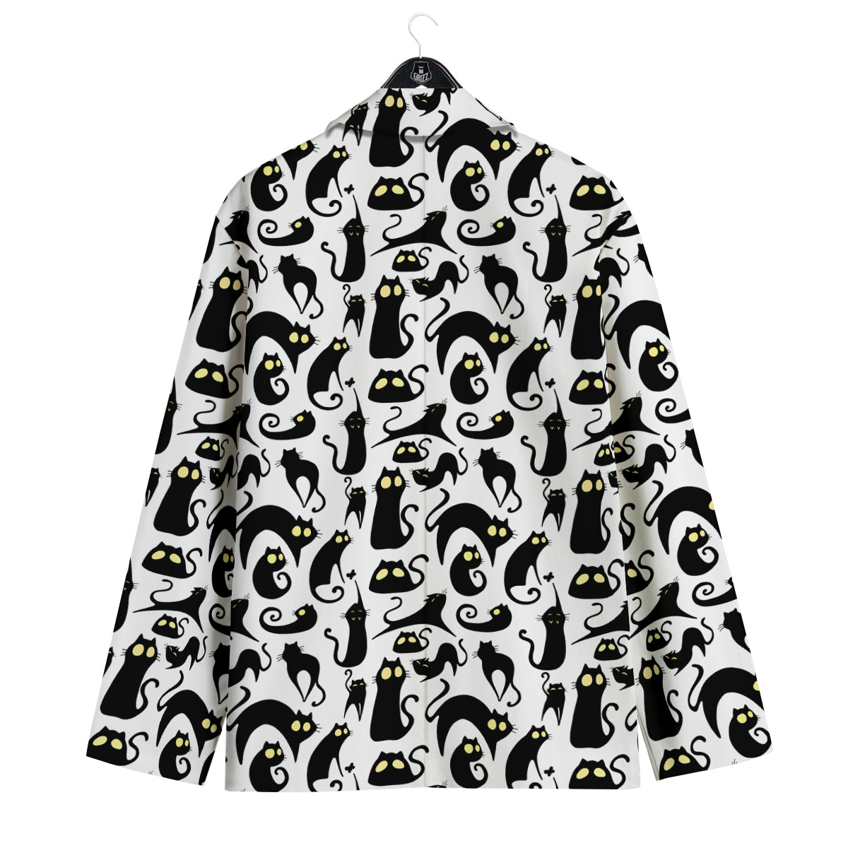 Big Eye Black Cat Halloween Print Pattern Men's Sport Coat-grizzshop