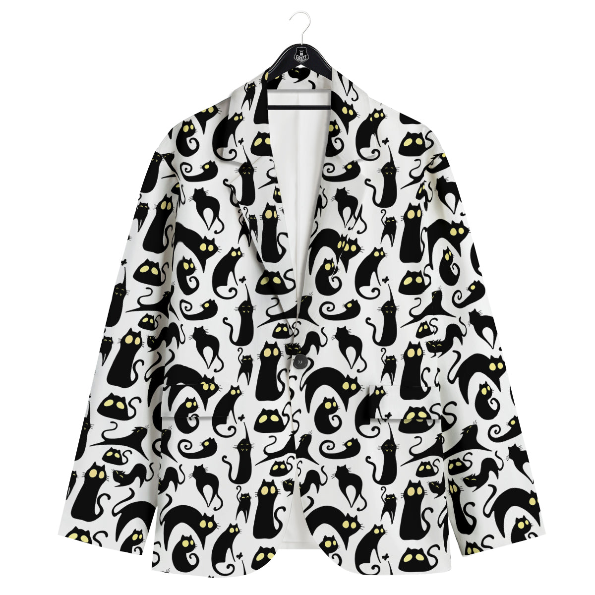 Big Eye Black Cat Halloween Print Pattern Men's Sport Coat-grizzshop
