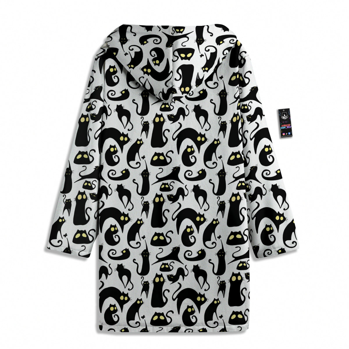 Big Eye Black Cat Halloween Print Pattern Men's Windbreaker Jacket-grizzshop
