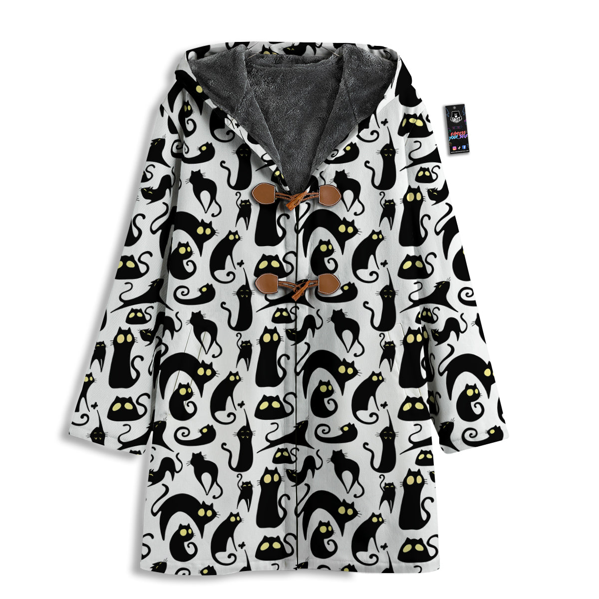 Big Eye Black Cat Halloween Print Pattern Men's Windbreaker Jacket-grizzshop