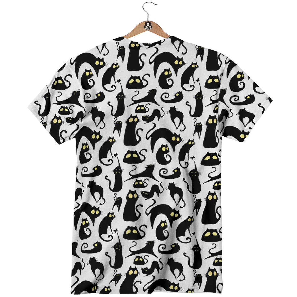 Big Eye Black Cat Halloween Print Pattern T-Shirt-grizzshop