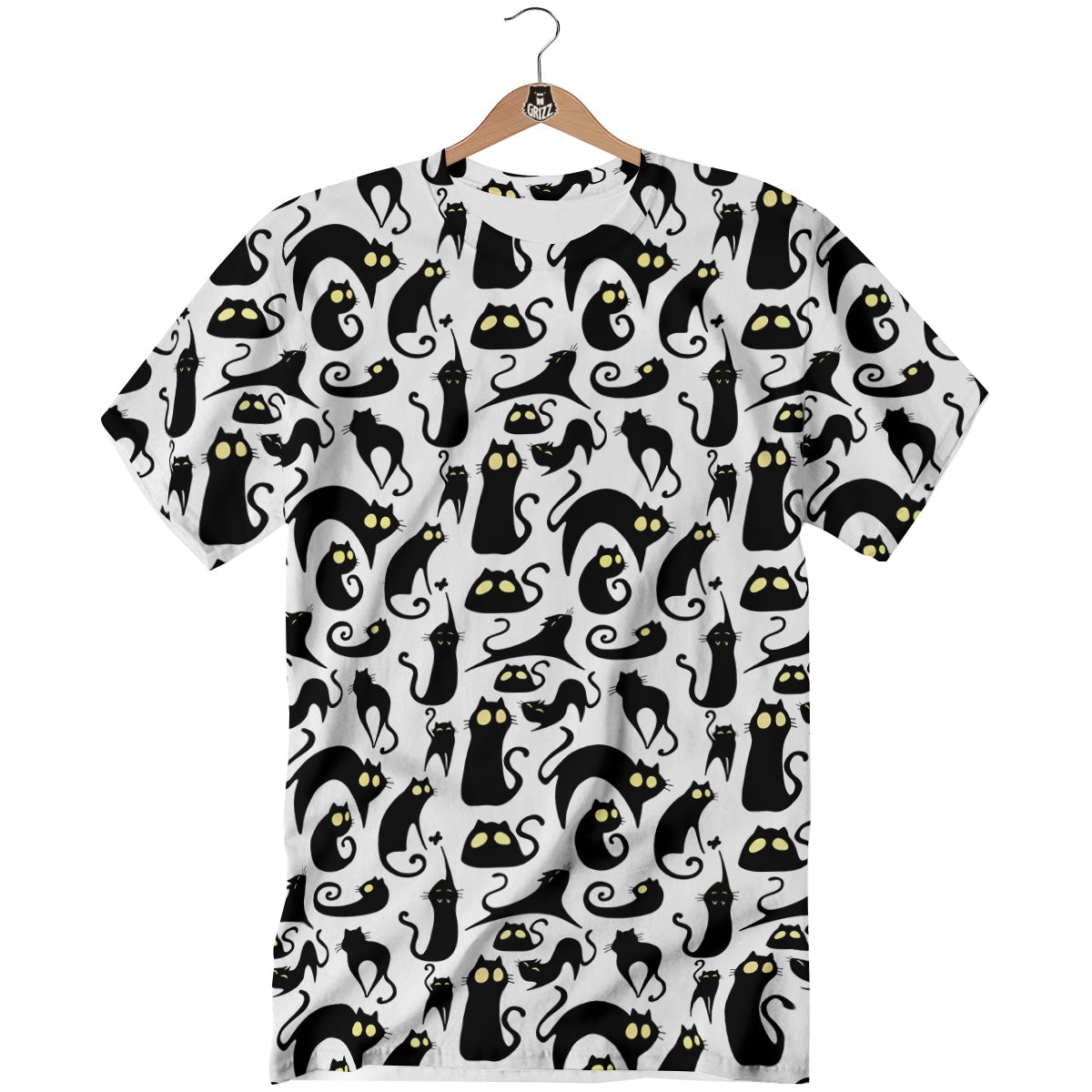 Big Eye Black Cat Halloween Print Pattern T-Shirt-grizzshop