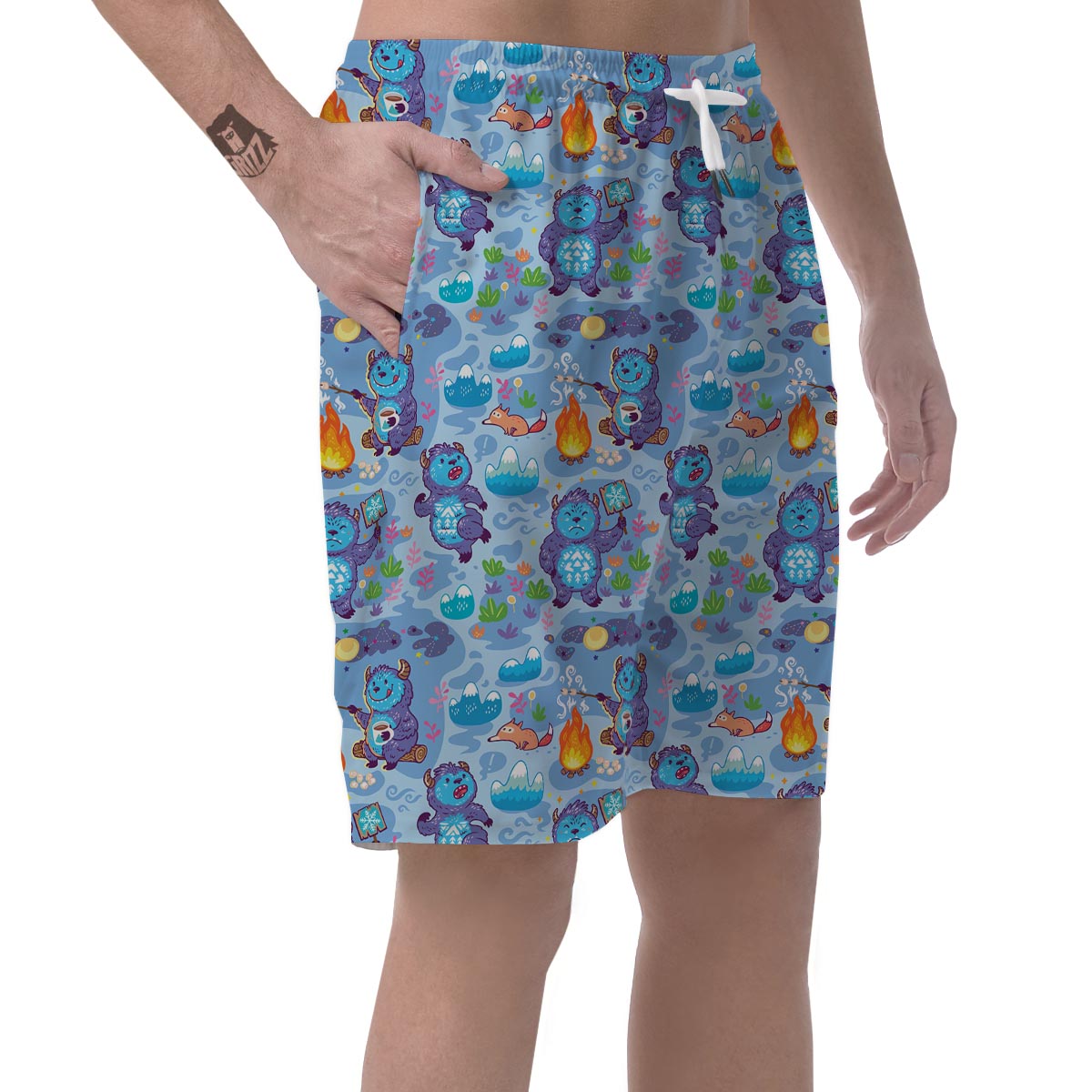 Bigfoot Blue Pattern Print Men's Shorts-grizzshop