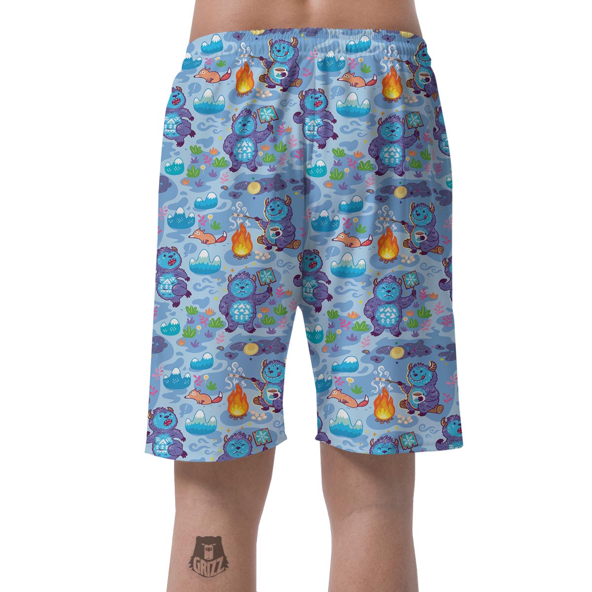 Bigfoot Blue Pattern Print Men's Shorts-grizzshop