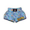 Bigfoot Blue Pattern Print Muay Thai Boxing Shorts-grizzshop