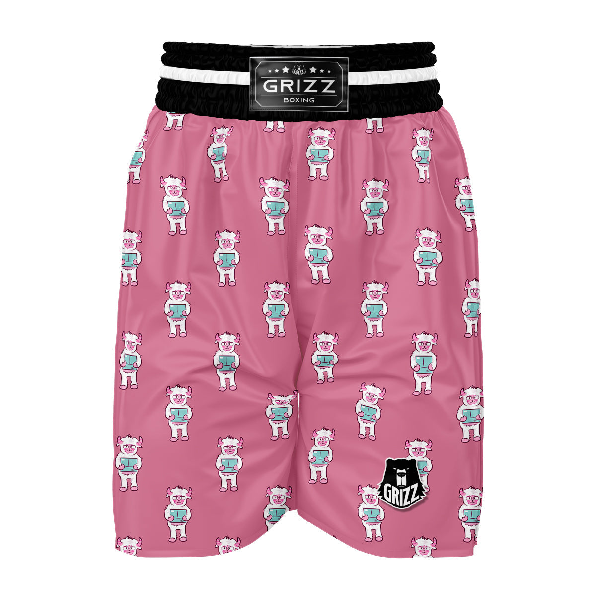 Bigfoot Pattern Print Boxing Shorts-grizzshop