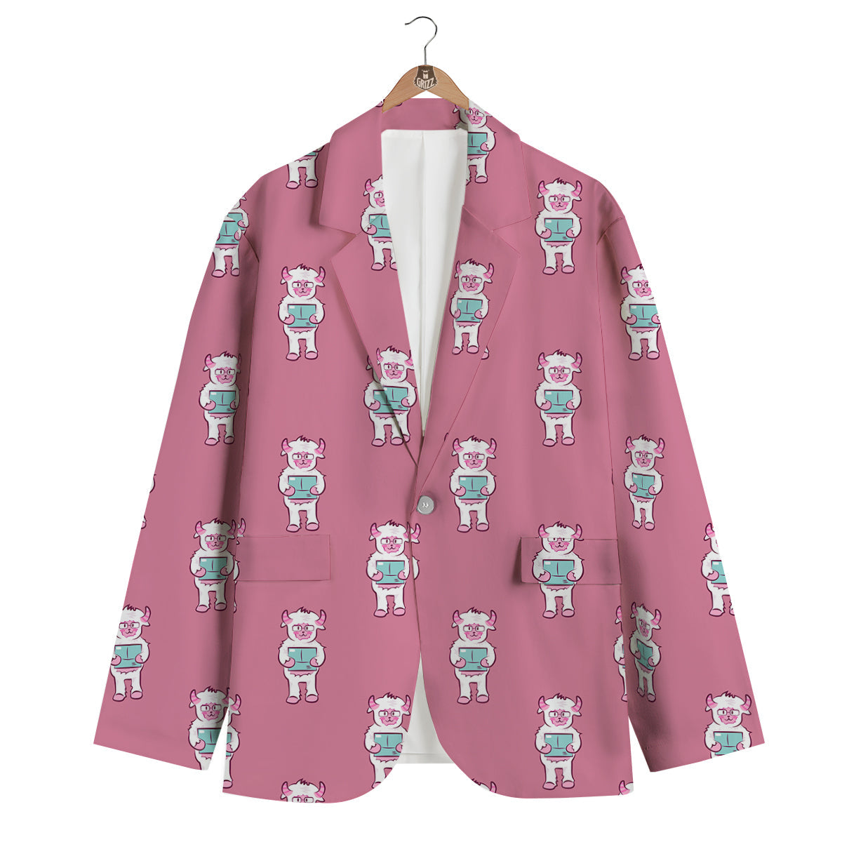 Bigfoot Pattern Print Men's Blazer-grizzshop