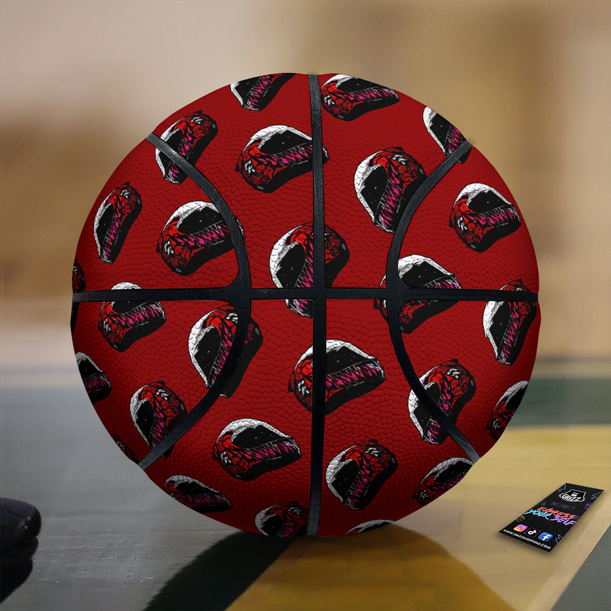 Biker Helmet Devil Print Pattern Basketball-grizzshop