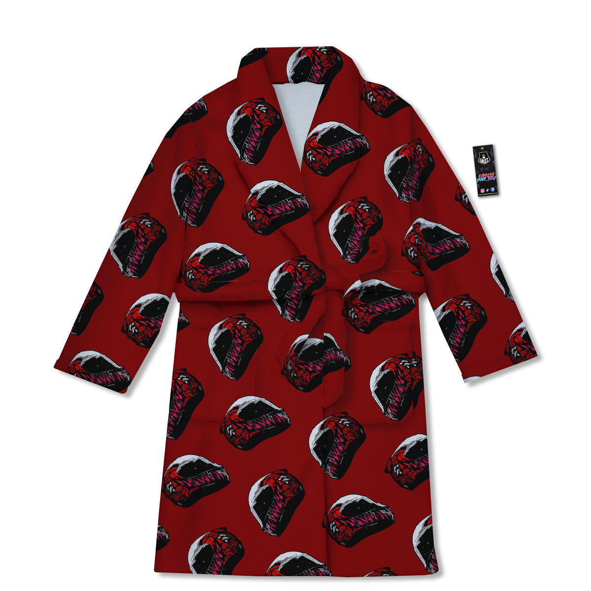 Biker Helmet Devil Print Pattern Bathrobe-grizzshop