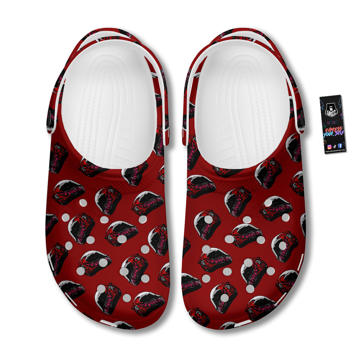 Biker Helmet Devil Print Pattern Clog-grizzshop