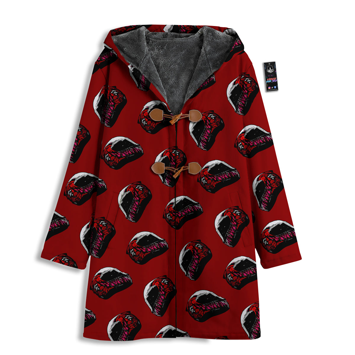 Biker Helmet Devil Print Pattern Men's Windbreaker Jacket-grizzshop