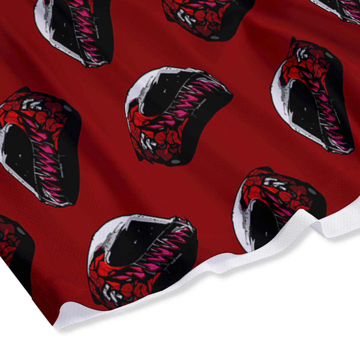 Biker Helmet Devil Print Pattern Mesh Shorts-grizzshop