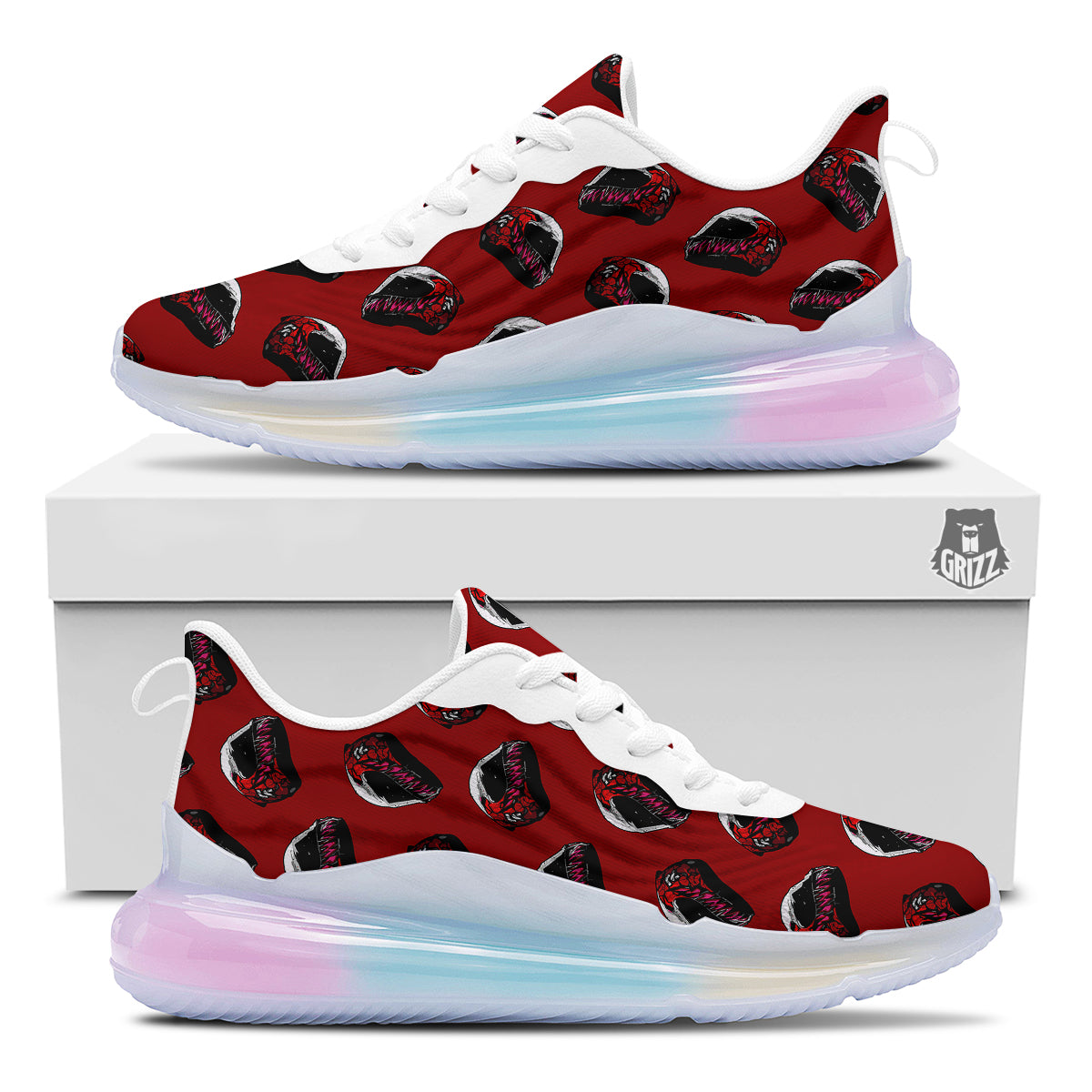 Biker Helmet Devil Print Pattern Running Sneakers-grizzshop