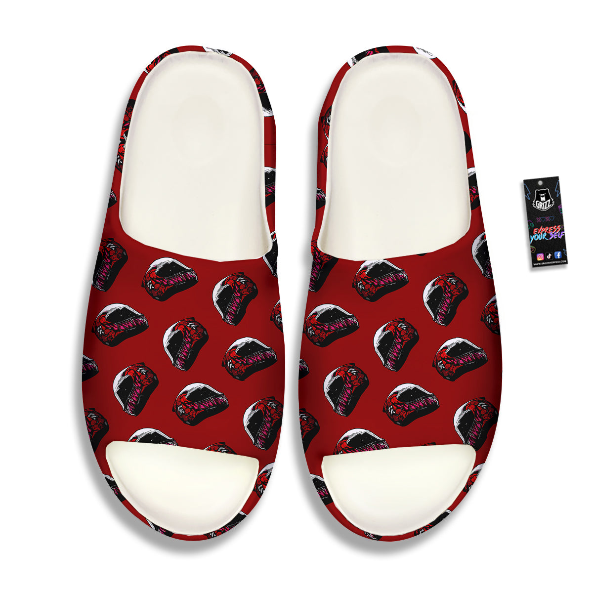 Biker Helmet Devil Print Pattern Sandals-grizzshop