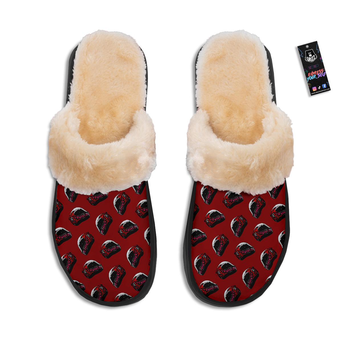 Biker Helmet Devil Print Pattern Slippers-grizzshop